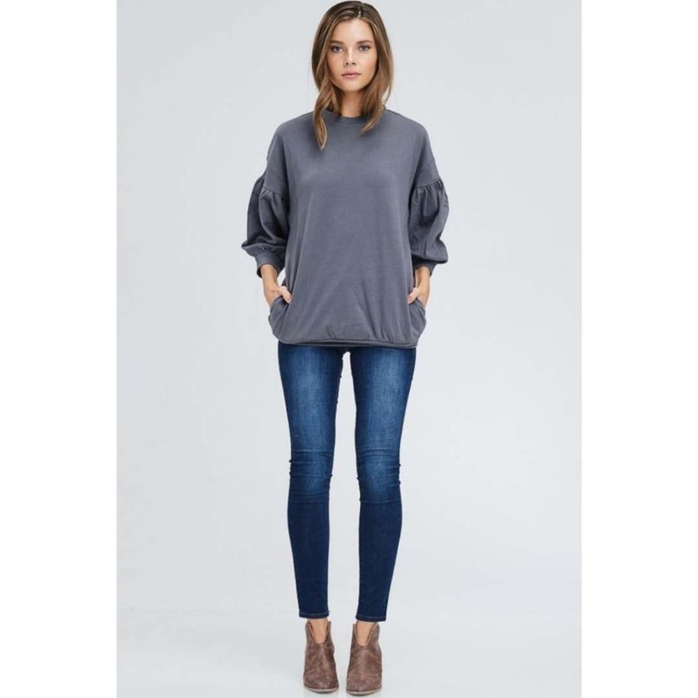 (NWT)  Crewneck Longline Sweater with Pockets